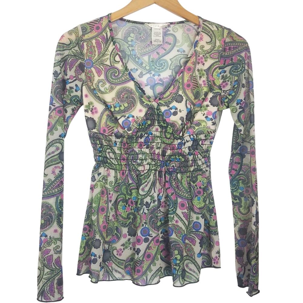 Fresh Wear | Paisley Print Long Sleeve Top Green